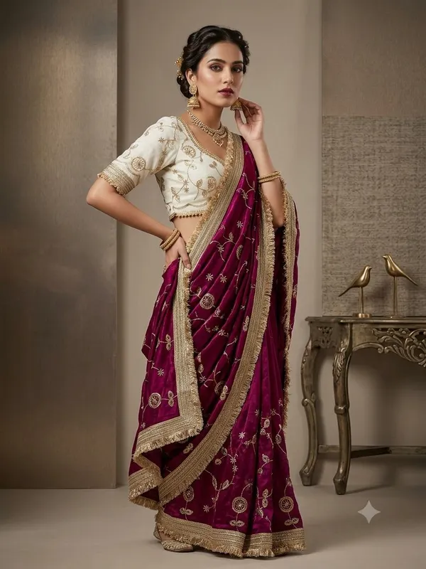 New_Launching__Vayara_c_pallu_birts_embroidery_work_with_ready_made_lace_border_Saree