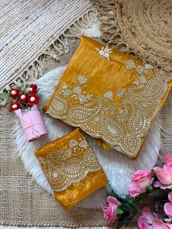 Vayara_launching_new_5_mm_mat_sequence_work_with_gold_zari_thread_embroidered_work_and_whole_sarees_have_multi_thread_butta_work_and_Arco_border_work_saree