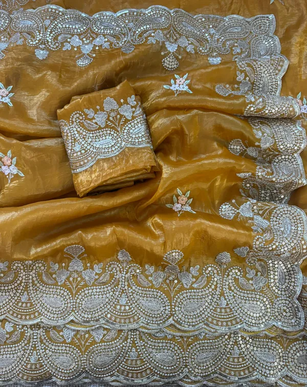 Vayara_launching_new_5_mm_mat_sequence_work_with_gold_zari_thread_embroidered_work_and_whole_sarees_have_multi_thread_butta_work_and_Arco_border_work_saree
