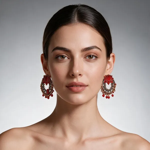 Gold_&_Red_Alloy_Earrings_For_Women