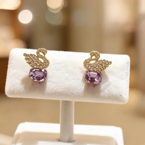 Gold_&_Purple_Beads_Stud_Earrings_For_Women