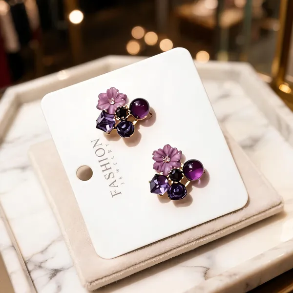 Purple_Alloy_Stud_Earrings_For_Women