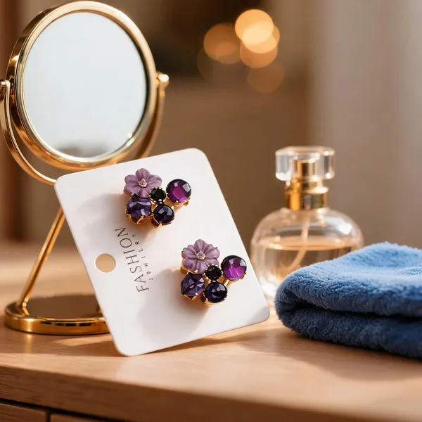 Purple_Alloy_Stud_Earrings_For_Women