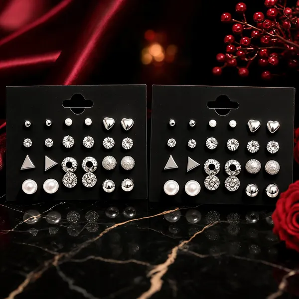 Silver_&_Black_Silver_&_Pearl_&_Alloy_Stud_Earrings_For_Women_(Pack_of_12_)