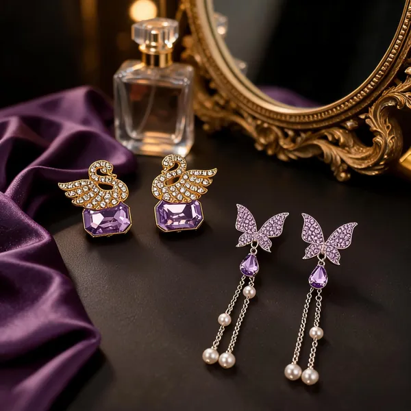 Gold_Rhinestone_&_Alloy_Drop_&_Dangle_Earrings_For_Women_(Pack_of_2_)