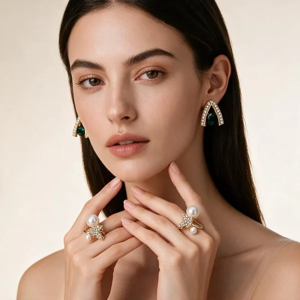 Gold_Pearl_&_Crystal_Rhinestone_&_Beads_&_Alloy_Earrings_For_Women_(Pack_of_3_)