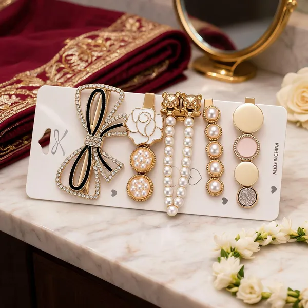 Gold_Pearl_&_Crystal_Rhinestone_Hair_Clips_For_Women_(Pack_of_5_)