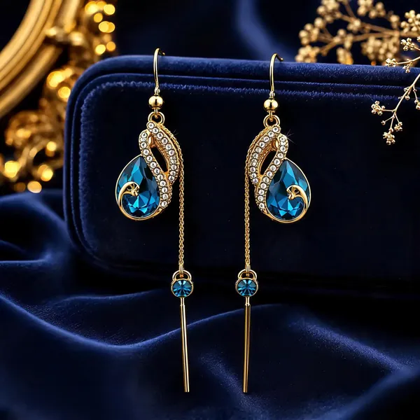 Gold_&_BluE_Alloy_Drop_&_Dangle_Earrings_For_Women