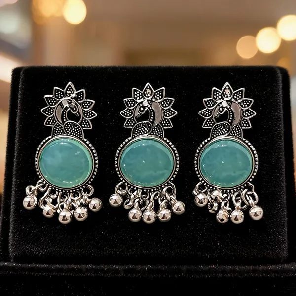 Silver_&_Blue_Alloy_Drop_&_Dangle_Earrings_For_Women