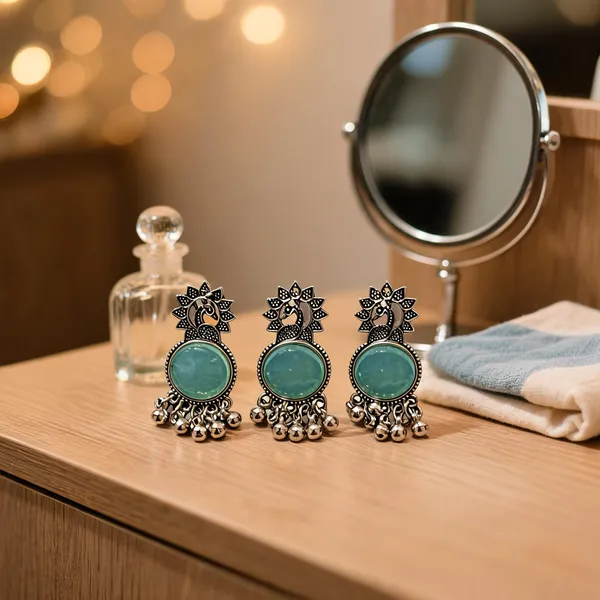 Silver_&_Blue_Alloy_Drop_&_Dangle_Earrings_For_Women