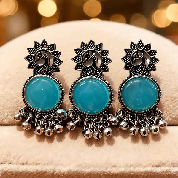 Silver_&_Blue_Alloy_Drop_&_Dangle_Earrings_For_Women