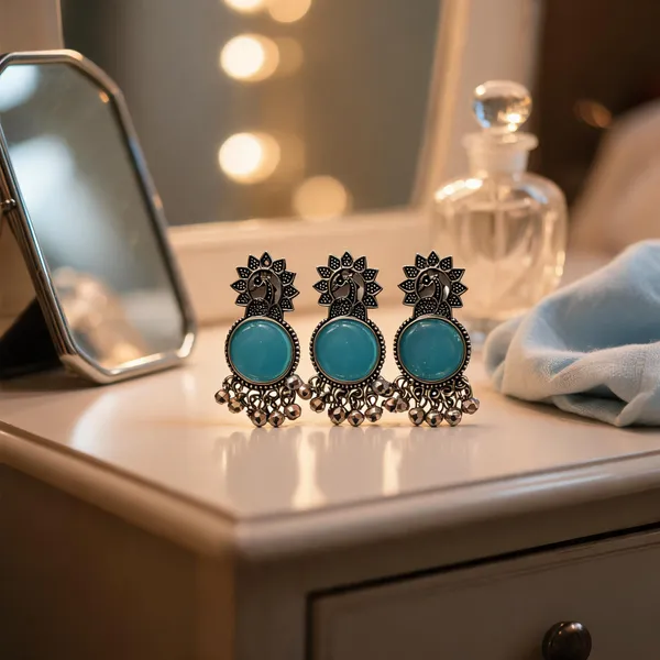 Silver_&_Blue_Alloy_Drop_&_Dangle_Earrings_For_Women