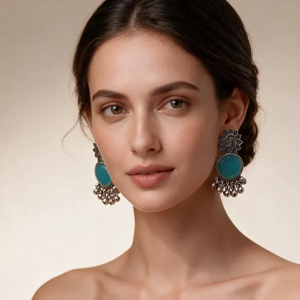 Silver_&_Blue_Alloy_Drop_&_Dangle_Earrings_For_Women