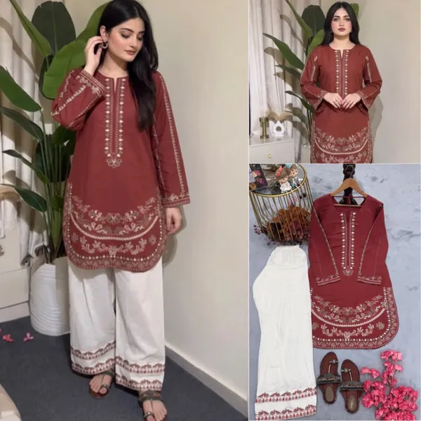 Maroon_Cotton_Straight_Kurta_Set_For_Women