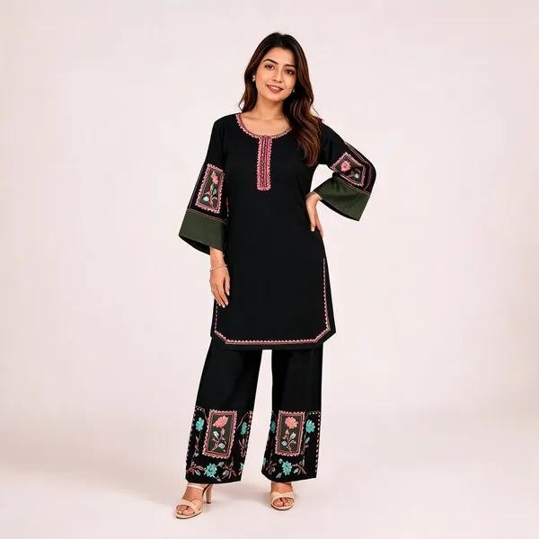 Black_Rayon_Cotton_Printed_Straight_Kurta_Set_For_Women