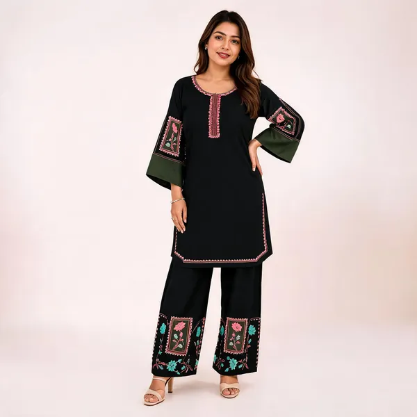 Black_Rayon_Cotton_Printed_Straight_Kurta_Set_For_Women
