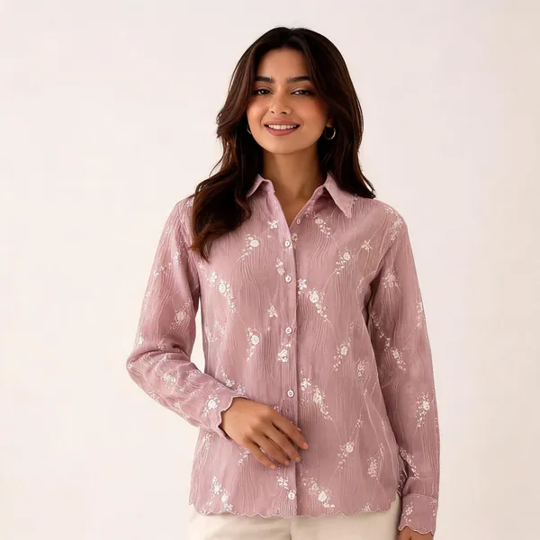 Pink_Organza_Relaxed_Fit_Embroidered_Shirt_For_Women