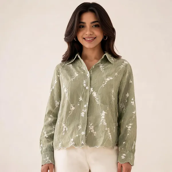Green_Organza_Relaxed_Fit_Embroidered_Top_For_Women