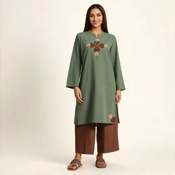 Green_Cotton_A-Line_Embroidered_Kurta_For_Women