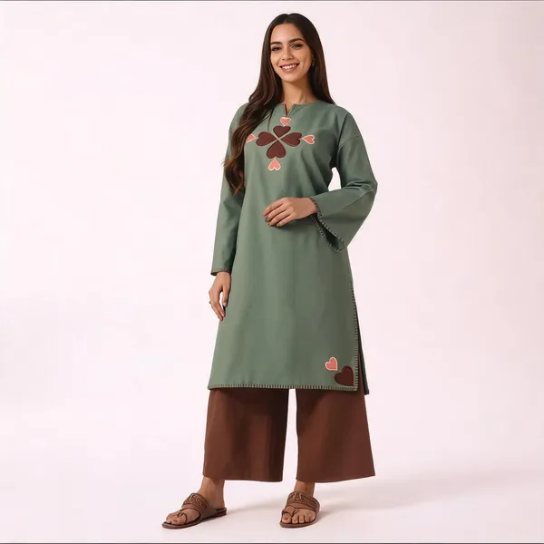Green_Cotton_A-Line_Embroidered_Kurta_For_Women