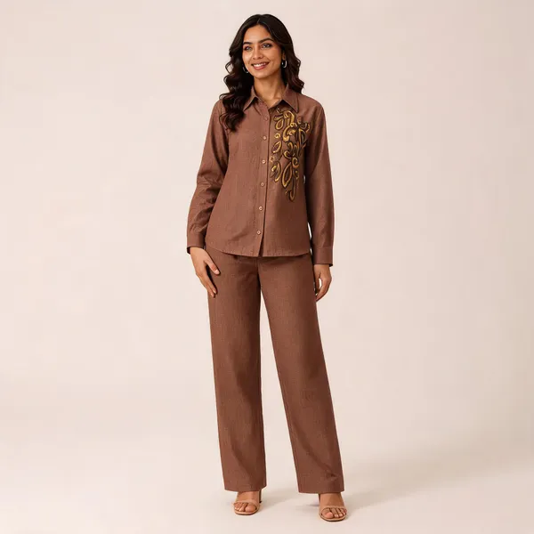 Brown_Linen_Cotton_Relaxed_Fit_Co-Ord_Set_For_Women