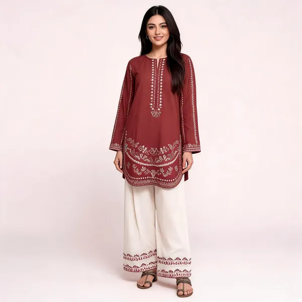 Maroon_Cotton_Straight_Kurta_Set_For_Women