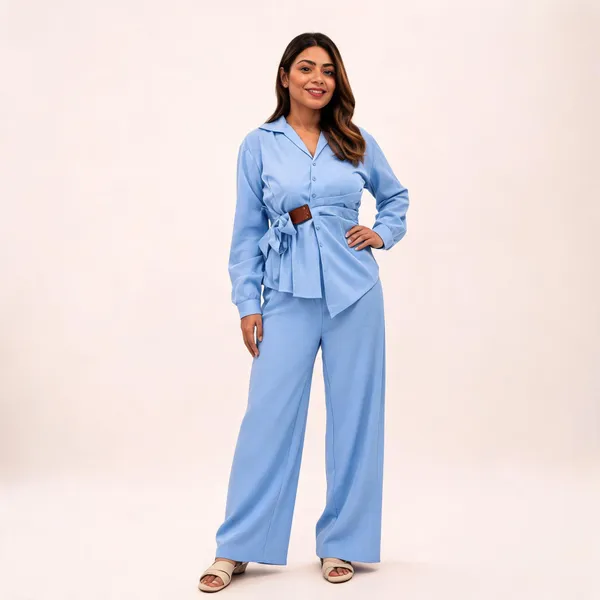 Blue_Linen_Cotton_Tie_Waist_Co_Ord_Set_For_Women