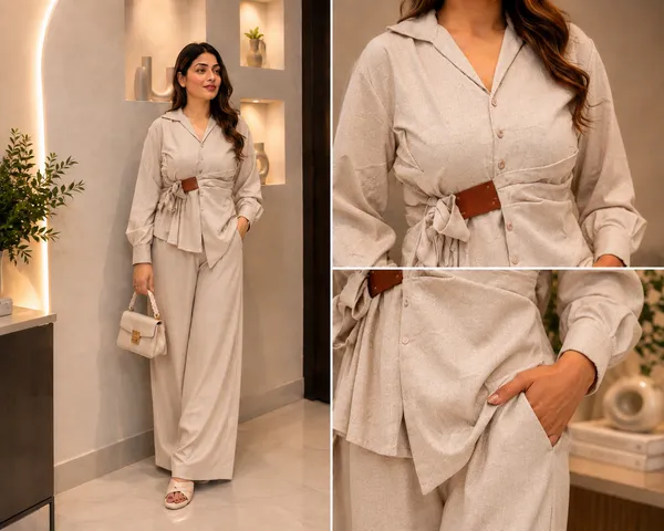 Beige_Linen_Cotton_Relaxed_Fit_Shirt_And_Wide_Leg_Trouser_Set_For_Women