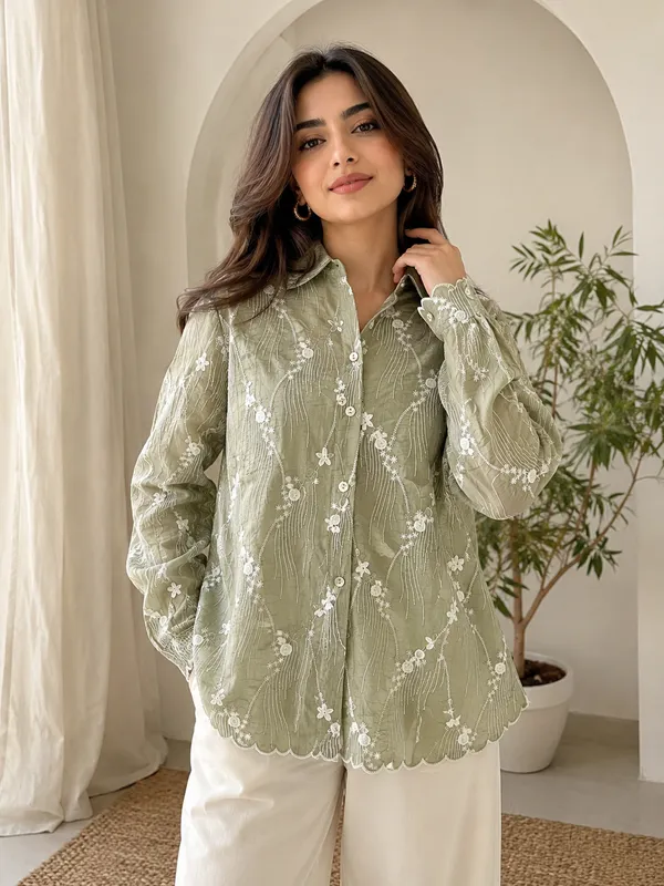 Green_Organza_Relaxed_Fit_Embroidered_Top_For_Women