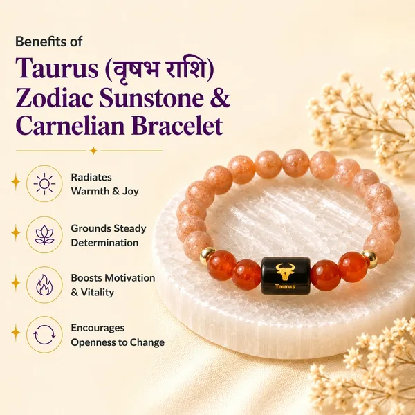 Taurus_Zodiac_Bracelet_Sunstone_Carnelian_Vrishabh_Rashi