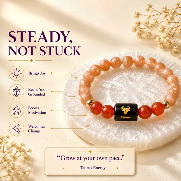 Taurus_Zodiac_Bracelet_Sunstone_Carnelian_Vrishabh_Rashi