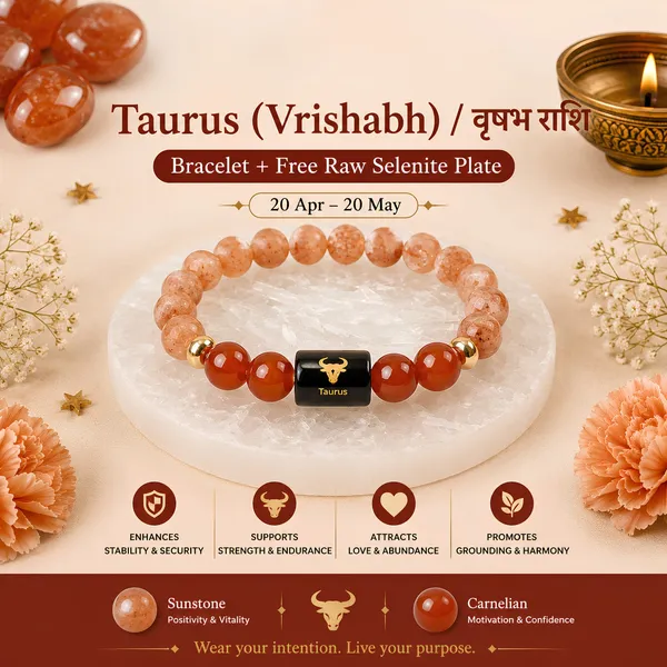 Taurus_Zodiac_Bracelet_Sunstone_Carnelian_Vrishabh_Rashi