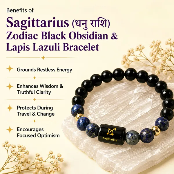 Sagittarius_Zodiac_Bracelet_Black_Obsidian_Lapis_Lazuli_Dhanu_Rashi