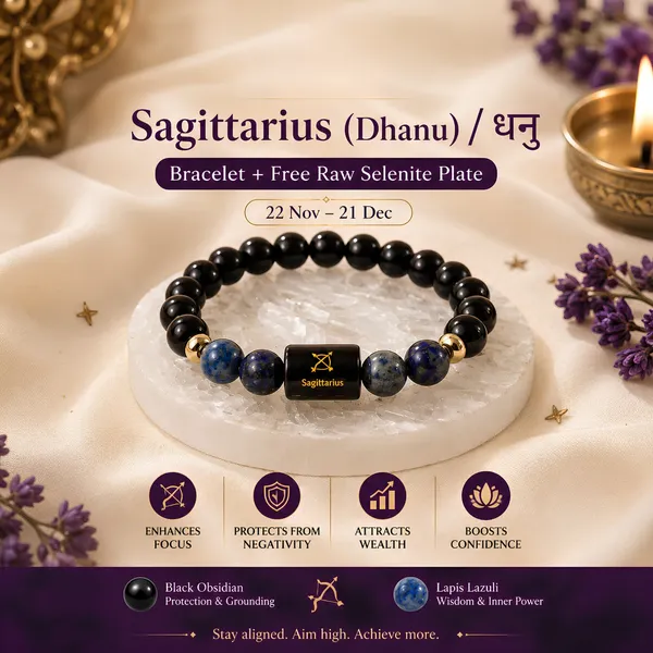 Sagittarius_Zodiac_Bracelet_Black_Obsidian_Lapis_Lazuli_Dhanu_Rashi