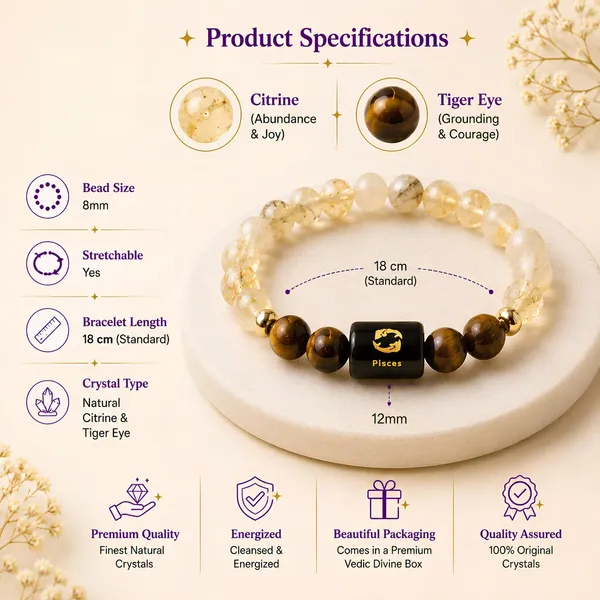 Pisces_Zodiac_Bracelet_Citrine_Tiger_Eye_Meen_Rashi