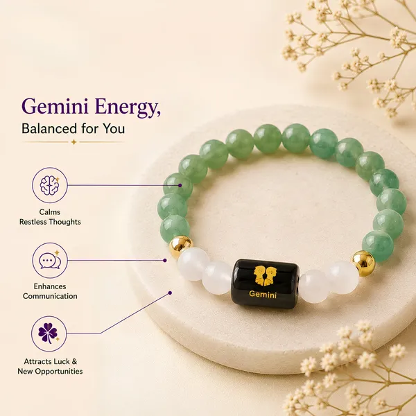 Gemini_Zodiac_Bracelet_Green_Aventurine_Clear_Quartz_Mithun_Rashi