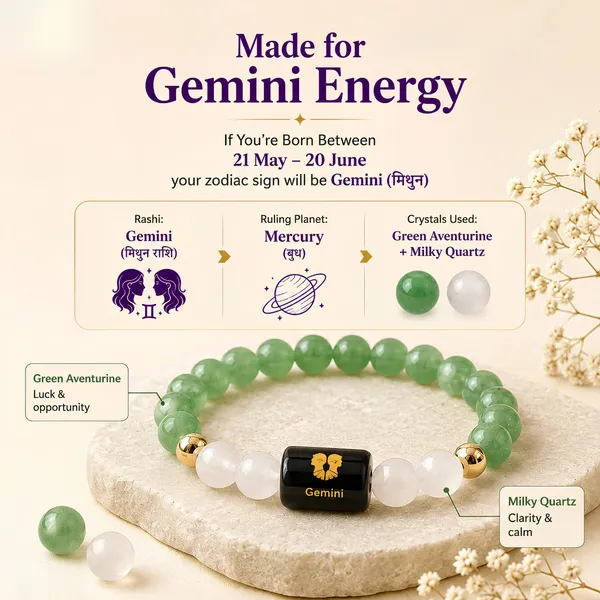 Gemini_Zodiac_Bracelet_Green_Aventurine_Clear_Quartz_Mithun_Rashi