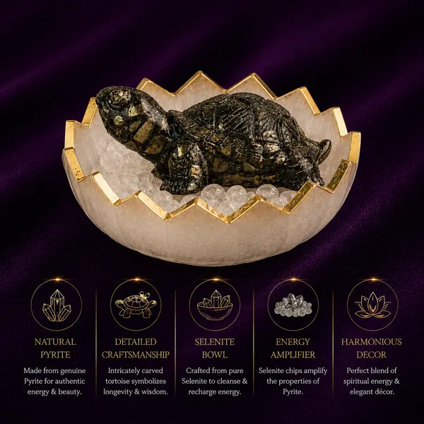 Pyrite_Tortoise_With_Selenite_Bowl