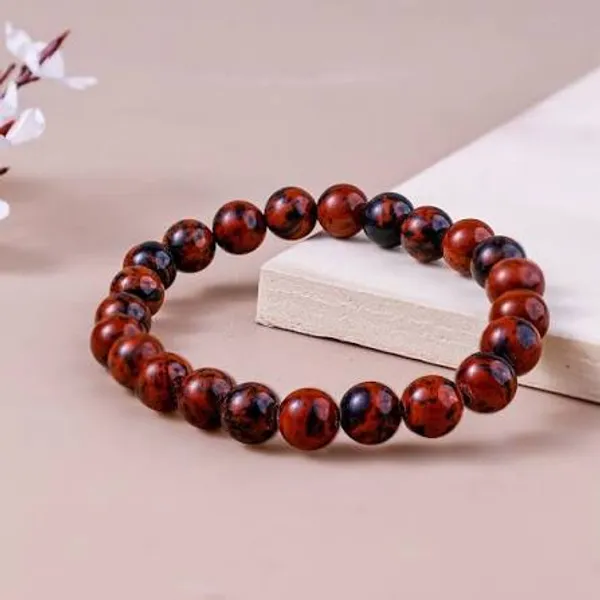 Red_Brown_Beaded_Stretch_Bracelet_For_Men_And_Women