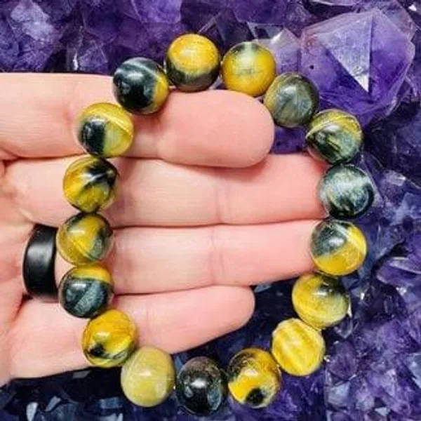 Yellow_Black_Beaded_Stretch_Bracelet