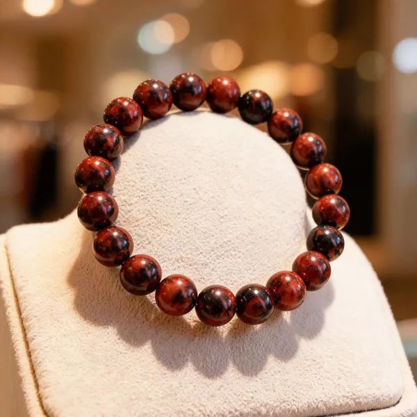 Red_Brown_Beaded_Stretch_Bracelet_For_Men_And_Women