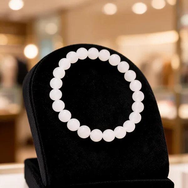 White_Beaded_Stretch_Bracelet_For_Unisex