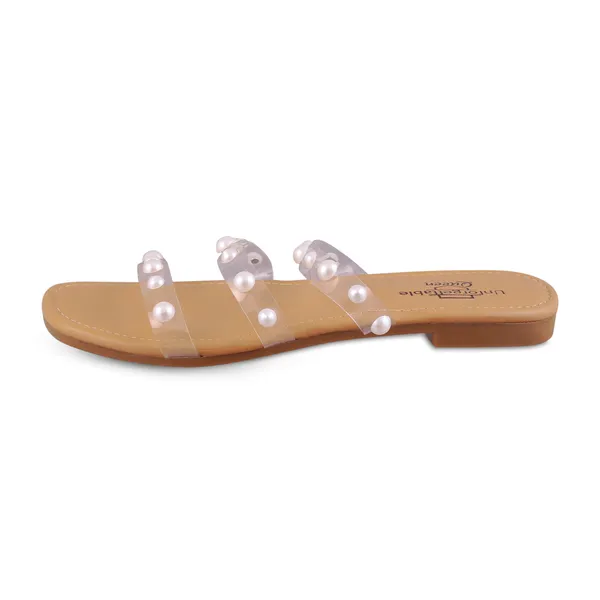 Beige_Transparent_Pearl_Embellished_Flat_Sandals_For_Women