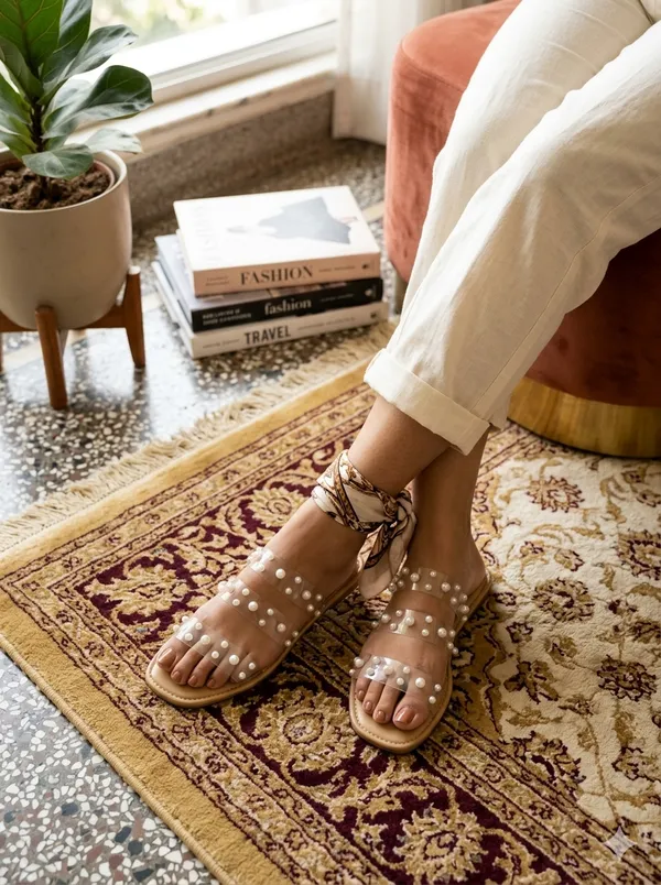 Beige_Tpu_Transparent_Pearl_Embellished_Flat_Sandals_For_Women