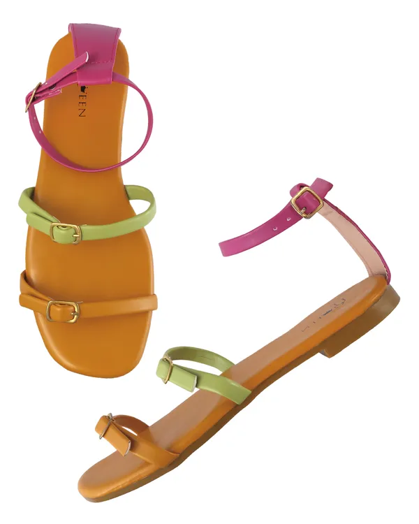 Multicolor_Softy_Napa_Strappy_Flat_Sandals_For_Women