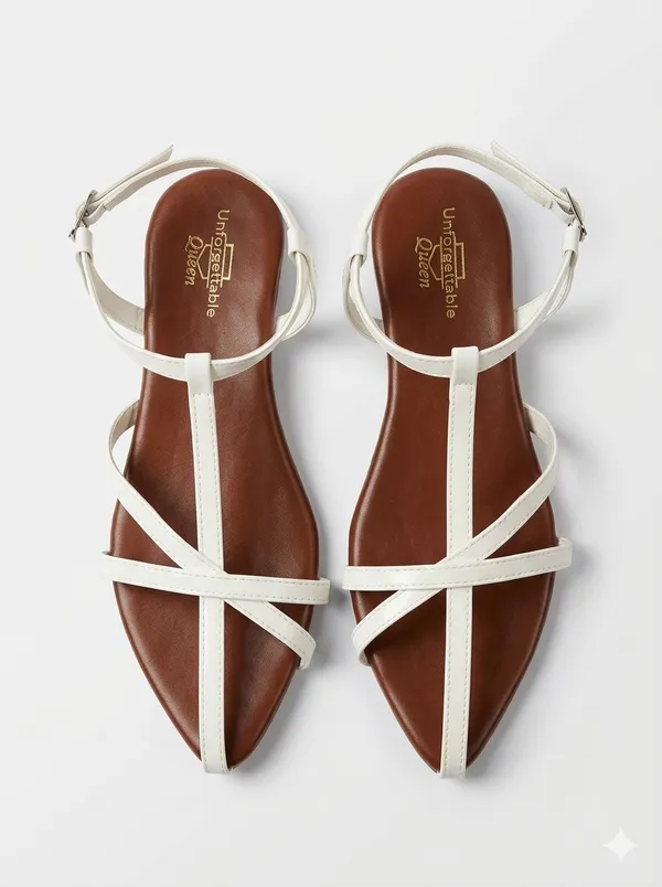 Brown_And_Cream_Canvas_Napa_Strappy_Flat_Sandals_For_Women