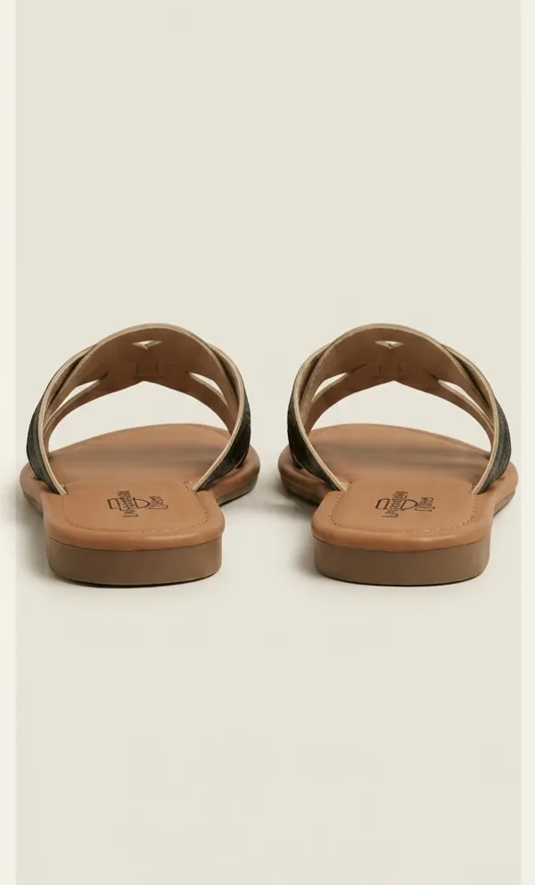 Brown_And_Black_Synthetic_Leather_Cross_Strap_Flat_Sandals_For_Women