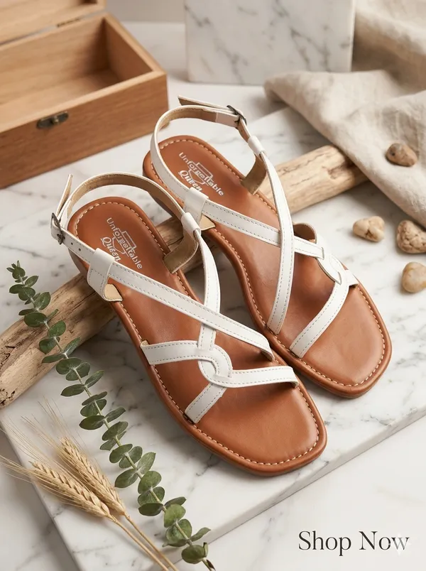 Brown_And_White_Softy_Napa_Embellished_Strappy_Flat_Sandals_For_Women