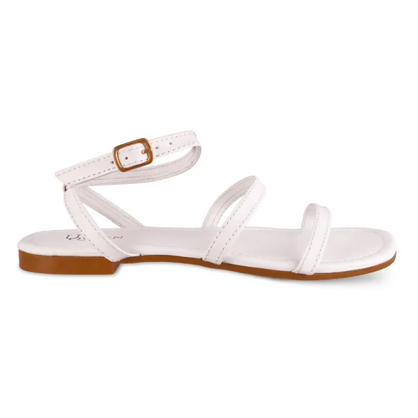 White_Canvas_Ankle_Strap_Flat_Sandals_For_Women
