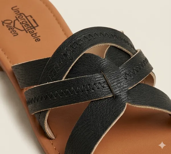 Brown_And_Black_Synthetic_Leather_Cross_Strap_Flat_Sandals_For_Women
